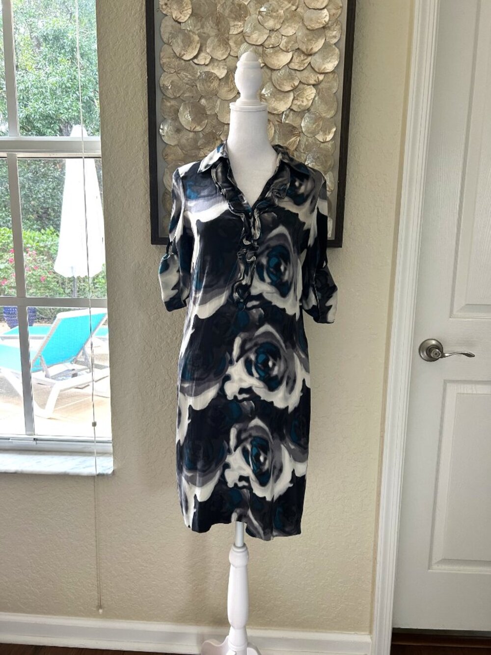 Vintage Express Abstract Silk Midi Dress